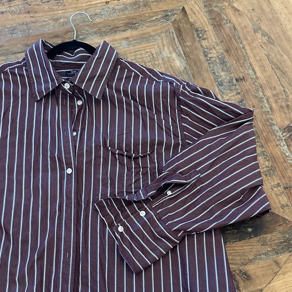 GAP Brown and White Striped Button-Down Shirt - Picture 4 of 8